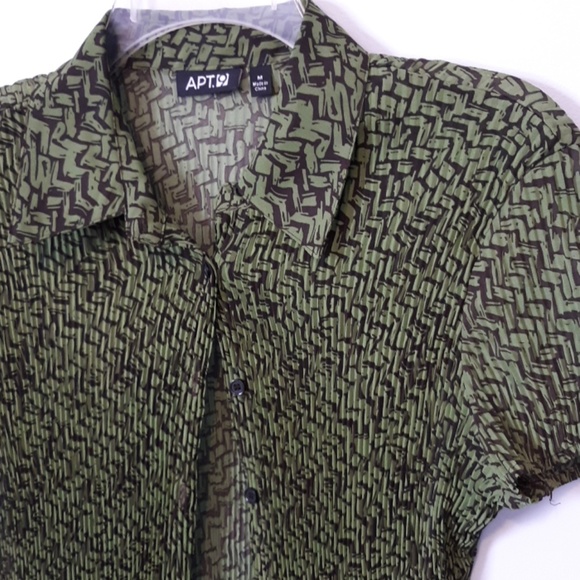 Apt. 9 Green and Brown Crinkle Blouse, size M - Picture 4 of 4